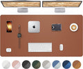 AFIING Large Desk Mat 55" x 24" - PU Leather Desk Pad Protector, Waterproof Non-Slip Extended Mouse Pad for Office Desk, Keyboard, Laptop and Home Workspace (Brown)