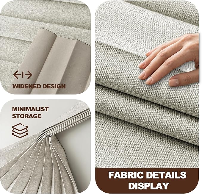 JILRON Accordion Partition Curtain with Ceiling Track - Space-Saving Room Divider, Tool-Free Installation(Off-White 100" W x 96" L-Pack of 1)