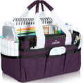 JJRING Craft Organizer Tote Bag, Art Storage Caddy with Multiple Pockets, Deep Purple Sewing Bag for Art, Craft, Scrapbooking, Medical, and Office Supplies Storage