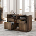 4 Drawer File Cabinet, Fluted Wood Lateral Filing Cabinet with Lock and Charging Station for Home Office, Printer Stand with Open Storage Shelves, Fits A4, Letter Size, Black Waulnut