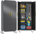 erosoei 71" Broom Storage Cabinet, Cleaning Tool Storage Cabinet, Garage Utility Storage with Hooks and Hanging Rods, Heavy Duty Garden Tool Organizer, for Home, Garage, Laundry Room, Gym, Workshop.