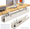 Extra Large 48" Under Desk Cable Management Tray for Standing Desk, No Drill Clamp On Wire Hider, Heavy Duty Anti-Sag Cord Organizer, Cable Tray for Studio & Dual Monitors (Beige, 47.8")