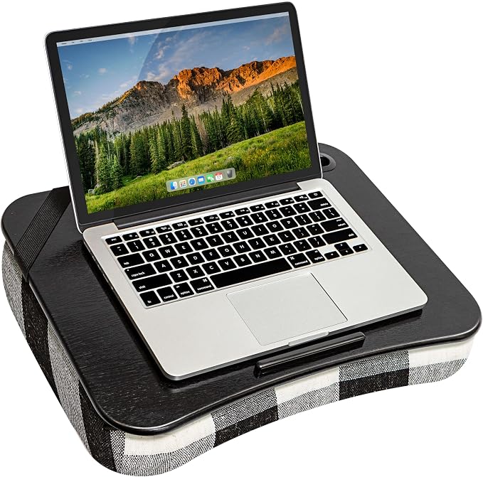 LAPGEAR Designer Lap Desk with Phone Holder and Device Ledge - Buffalo Check - Fits up to 15.6 Inch Laptops - Style No. 45428