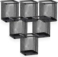 Segarty Pen Cup Holder, 6 Pack Square Black Pen Holder for Desk, Metal Mesh Pencil Cups Bulk for Office Supplies, School Classroom, Desktop Accessories, Makeup Brush
