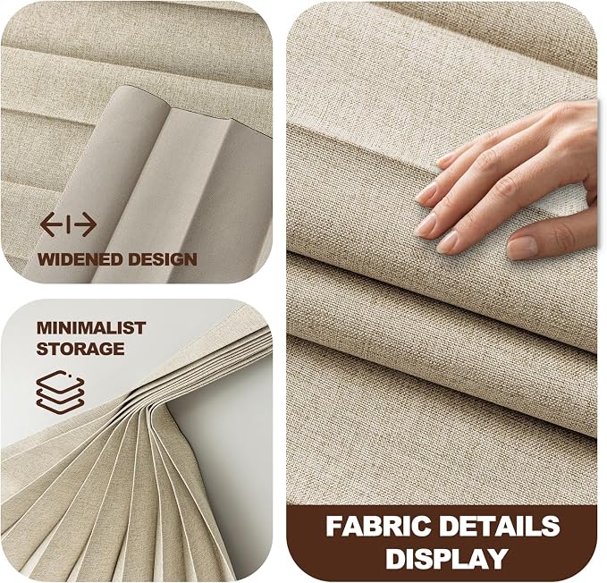 ILRON Accordion Folding Room Partition with Ceiling Track - Retractable Room Divider Curtain, Effortless Setup(Beige 180" W x 108" L-Pack of 1)