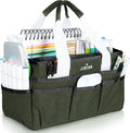 JJRING Craft Organizer Tote Bag, Art Storage Caddy with Multiple Pockets, Sap Green Sewing Bag for Art, Craft, Scrapbooking, Medical, and Office Supplies Storage