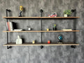 HDDFER Floating Shelves 70 inch Wall Bookshelf Industrial Pipe Shelving Shelves Real Wood Planks Rustic Wall Shelves Hanging Bookshelves Farmhouse Kitchen Bar Shelving