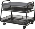 Safco 5208BL Onyx Under-Desk Rolling Machine Stand, Black, 21"W x 16"D x 17.5"H for Printer and Fax Machines With Basket and Drawer Storage. Perfect for Home, Office and Classrooms