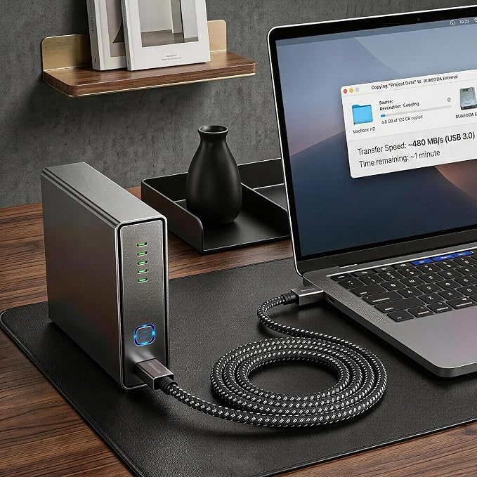 USB to USB Cable 1 ft, USB 3.0 Male to Male Type A to Type A Double Sided USB Cord for Data Transfer Compatible with Hard Drive, Laptop, DVD Player, TV, USB 3.0 Hub, Monitor and More