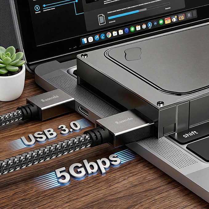 USB to USB Cable 10 ft, USB 3.0 Male to Male Type A to Type A Double Sided USB Cord for Data Transfer Compatible with Hard Drive, Laptop, DVD Player, TV, USB 3.0 Hub, Monitor and More