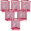 Segarty Pen Cup, 6 Pack Square Dark Pink Pen Holder for Desk, Multifuntional Mesh Pencil Cups Containers for Marker, Office Supplies, School Students, Home, Desktop Accessories Storage Organizer