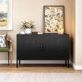 SISESOL Black Metal Storage Cabinet with Doors and Shelves,2 Door Wide Metal Locker Accent Storage Cabinet with Leg & Vent Hole,Wide TV Cabinets,Low Side Cupboard for Home,Office,Dining/Living Room