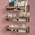 NATURE SUPPLIES Set of 3, 16.4". Nursery Book Shelves, Solid Wood for Books, Toys, Decor, Wall Bookshelf for Kids Bedroom, Floating Shelf, Stylish and Functional Storage Solution, Brown